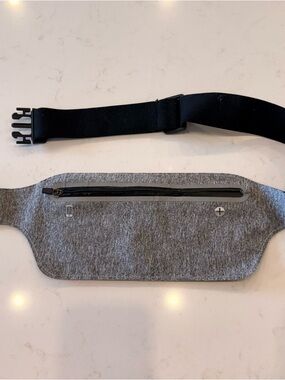 Men's Grey Running Belt with Zipper Pocket